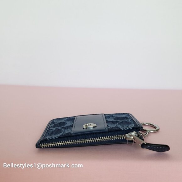 COACH Mini Skinny ID Card Case in Denim Signature- Deep Blue multi color⭐ - Picture 11 of 16